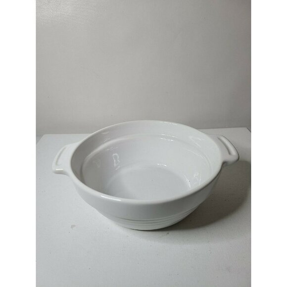 Well Equipped Kitchen Stoneware Casserole Dish Round Baking Cooking Glazed White - Picture 1 of 6